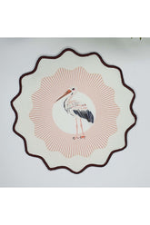 Decorative Edge Stork Design Embroidered Edge Fabric Cocktail Napkin 1 Piece